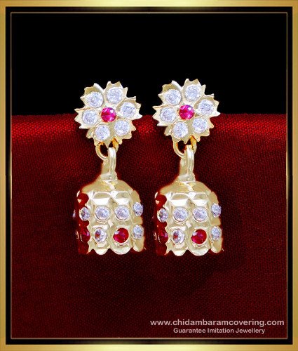 ERG2089 - Latest Daily Use Impon Jhumka Earrings Gold Design