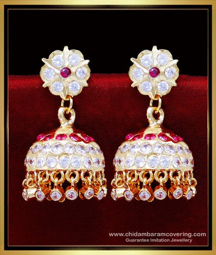 ERG2094 - Impon Stone Big Wedding Traditional Jhumka Earrings