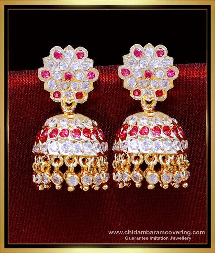 ERG2096 - Bridal Gold Big Jimikki Impon Earrings Online Shopping