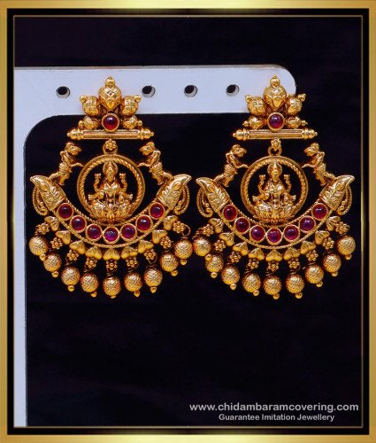 ERG2122 - Traditional Chandbali Lakshmi Design Antique Earrings