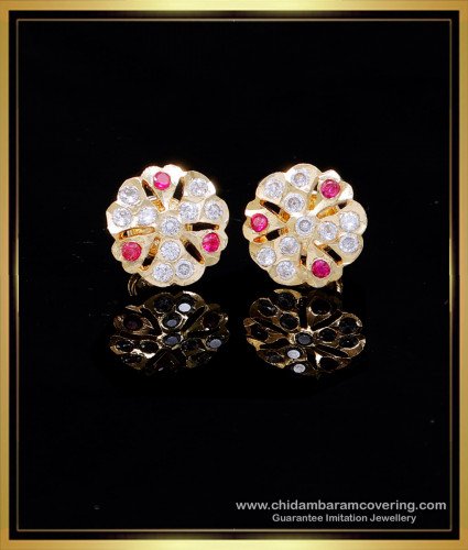 ERG2132 - Latest Small Flower Design Impon Stone Stud Earrings