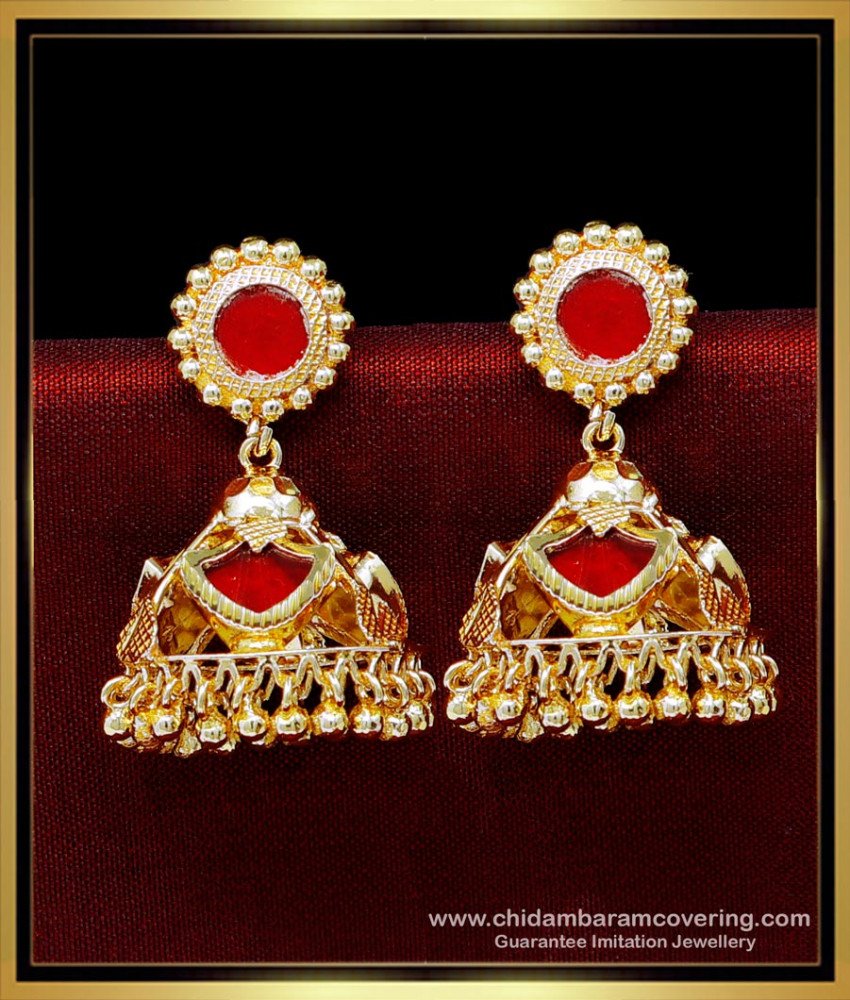 Handmade Palakka Jhumka Earrings