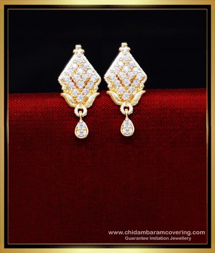 ERG2174 - Elegant Modern White Stone Earrings Gold Model Online