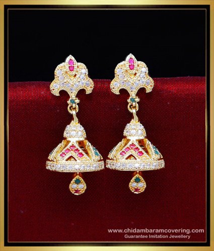 ERG2199 - Latest Stone Jhumka Gold Earring Design for Wedding