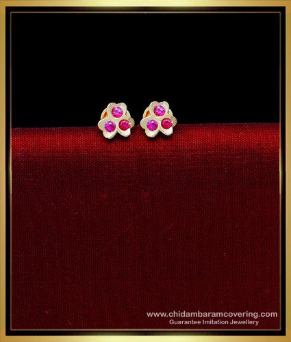 ERG2212 - Impon Daily Wear Small Ruby Gold Stud Earrings Design