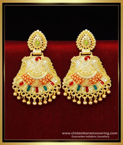 ERG2229 - Bridal Wear Enamel Coated Big 2 Gram Gold Earrings