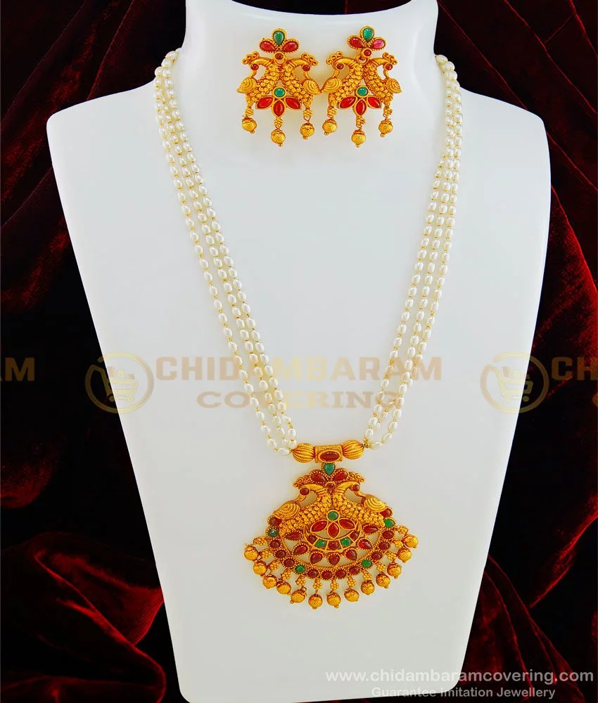 Buy Peacock Necklace Set Online In Singapore, Wedding Jewellery