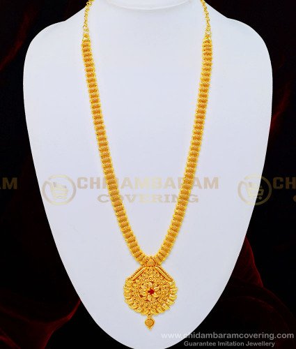 HRM504 - Bridal Wear Gold Design Ruby Stone One Gram Gold Guaranteed Haram 