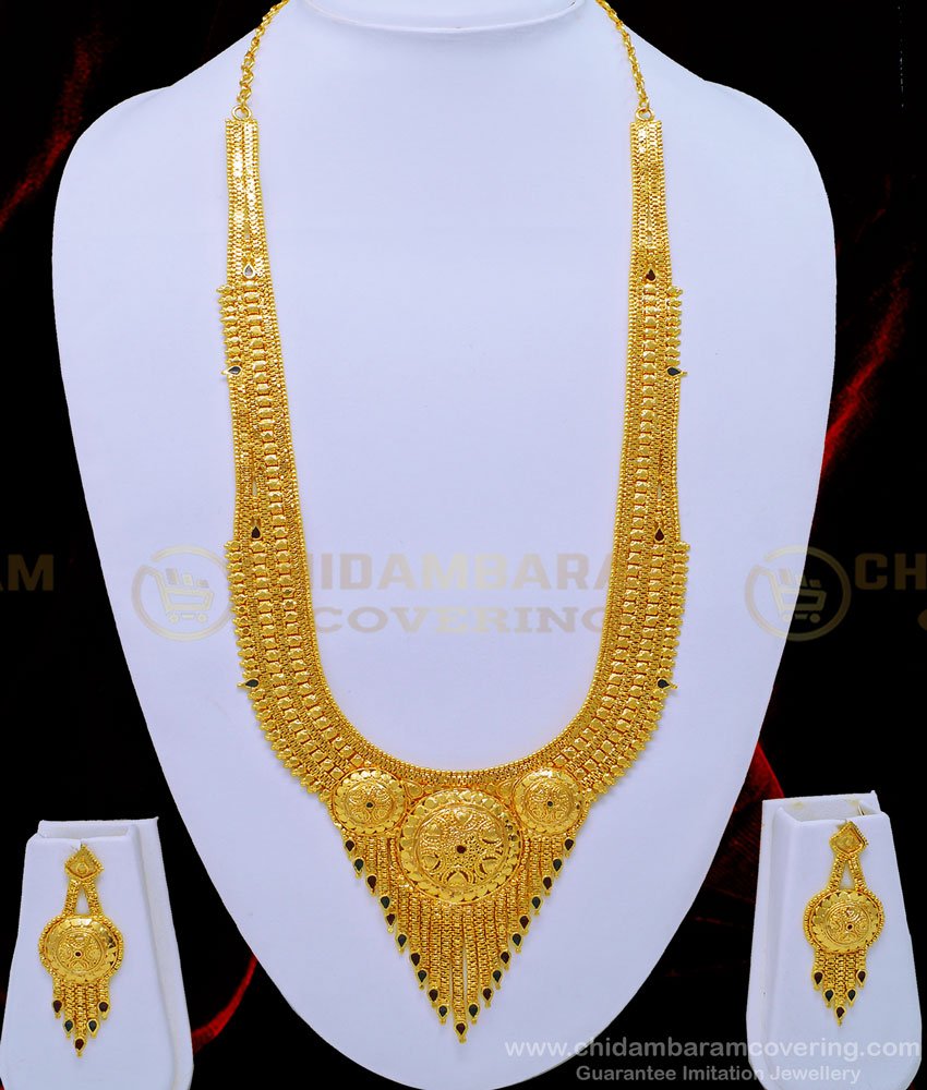 bridal haram, haram designs new model, haram design in grt, raani haar set, rani haram, set haram gold design, haram earring set,