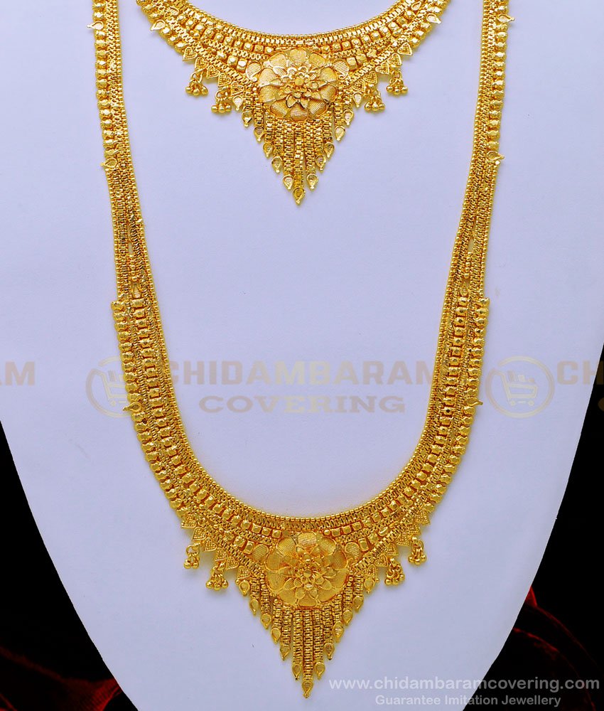 gold plated plain haram set, gold plated plain bridal set, haram set, bridal set, haram combo set, wedding set,  