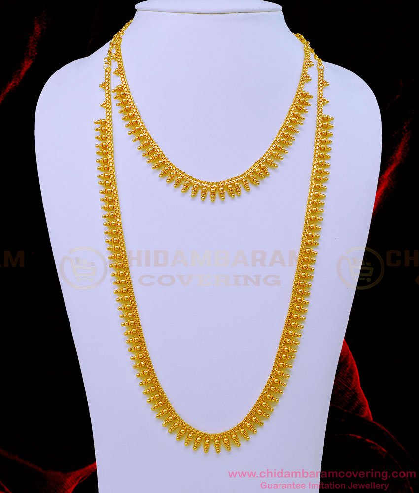 Necklace and Haram Set, haram set gold, long haram sets online, Simple haram designs with weight, simple necklace and haram designs, 