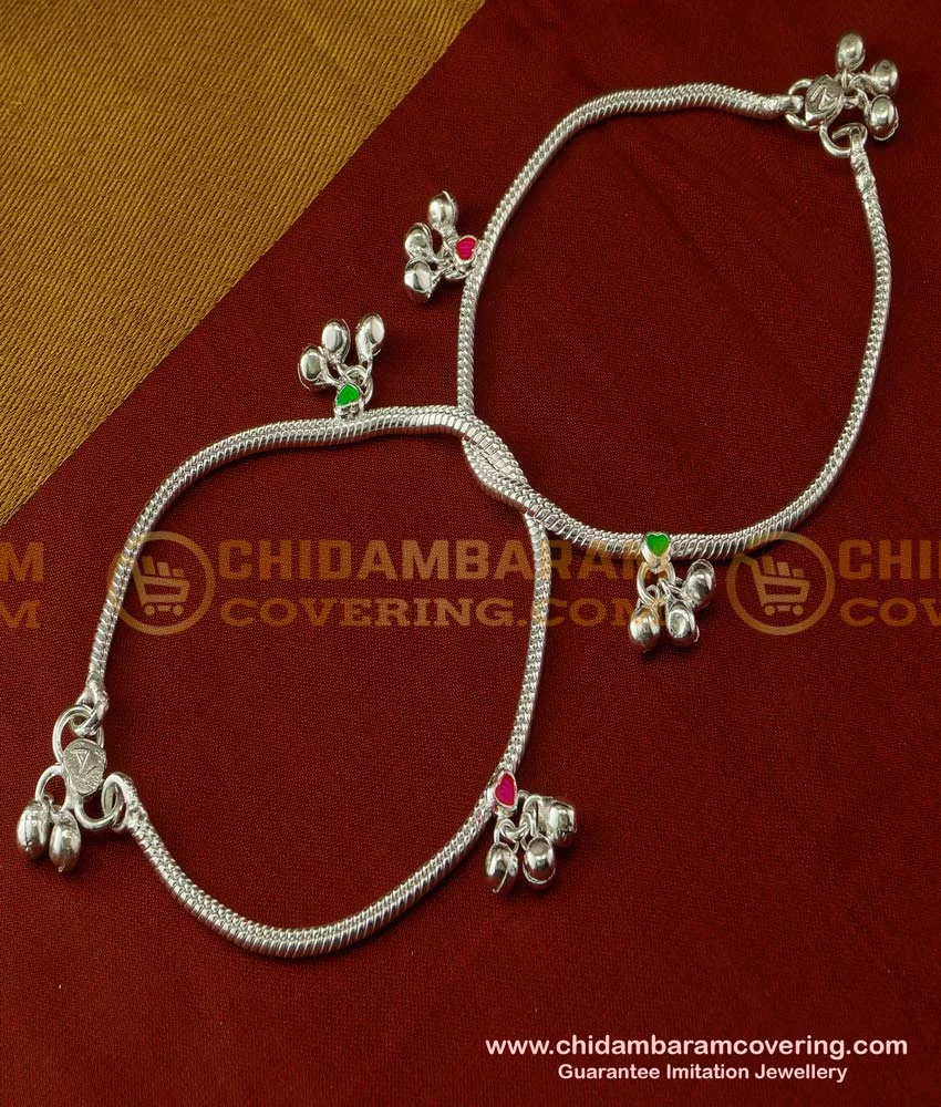 ANK026 Stylish Look Silver Like White Metal Chain Anklet Velli Kolusu Design for Girls