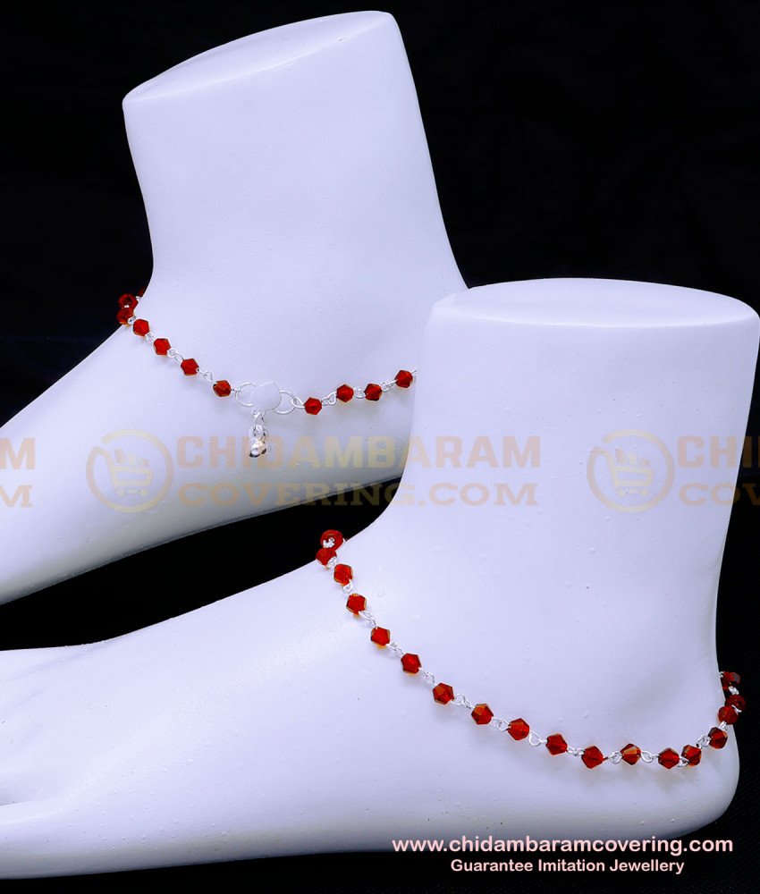 kolusu design, chandi ka payal, velli kolusu, white metal Anklet, silver anklets designs with price, crystal beads anklet, payal design silver, simple silver anklet design, fancy anklet design, Crystal payal design with price, Crystal anklets online shopping, red crystal anklets silver for girl