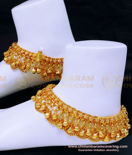 ANK132 - 10.5 Inch Bridal Wear Heavy Anklet Designs Gold for Wedding