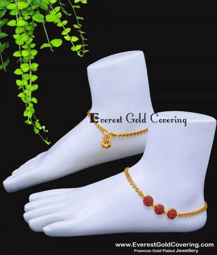 ANK154 - 10.5 Inch Pure Gold Plated Latest Payal Design for Girls