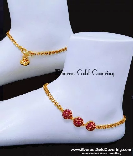 ANK154 - 10.5 Inch Pure Gold Plated Latest Payal Design for Girls