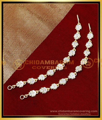 MAT265 - Impon White Stone Ear Chain Latest Gold Matilu Designs