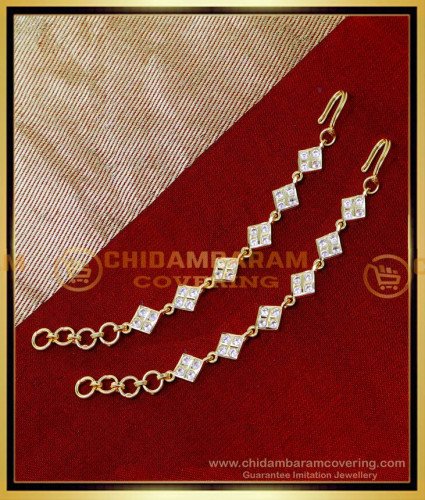 MAT277 - White Stone Impon Earrings Mattal Designs Gold Model