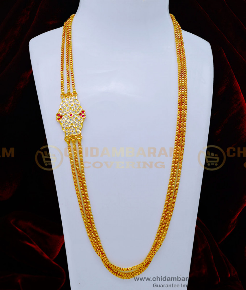 1 Gram Gold Plated Impon Mugappu Chain Designs for Women