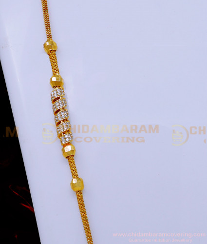 MCHN555 - Real Gold Design Imitation Diamond Mugappu Thali Chain