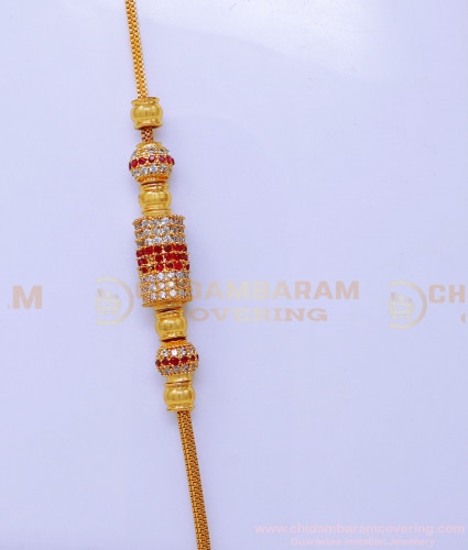 MCHN584 - Real Gold Design Stone Gold Plated Mugappu Chain Online