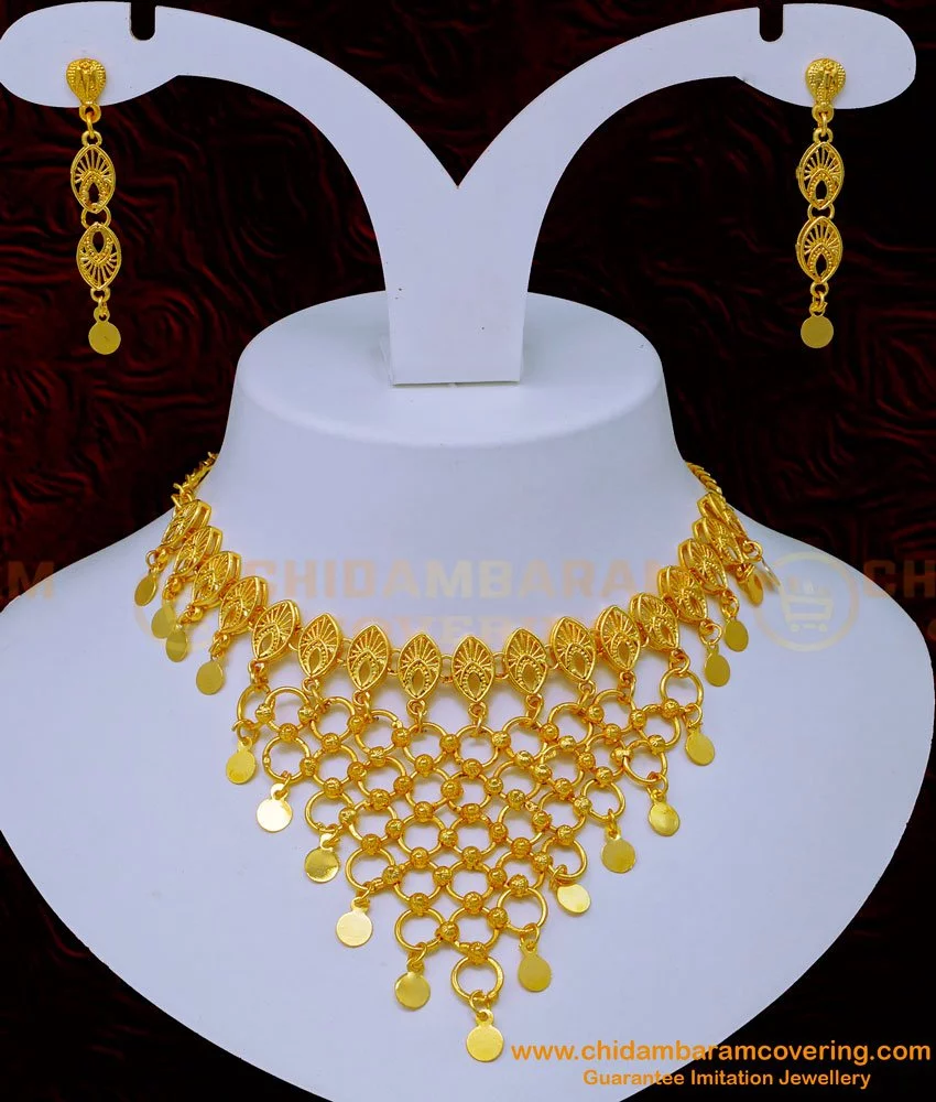 Buy Latest Gold Design Dubai Jewellery Bridal Wear Choker Necklace ...
