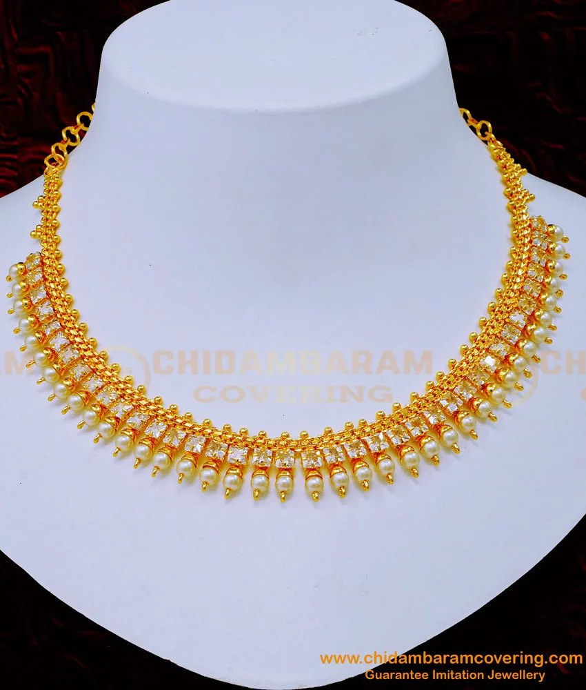 Flora- Elegant CZ wedding pearl necklace set