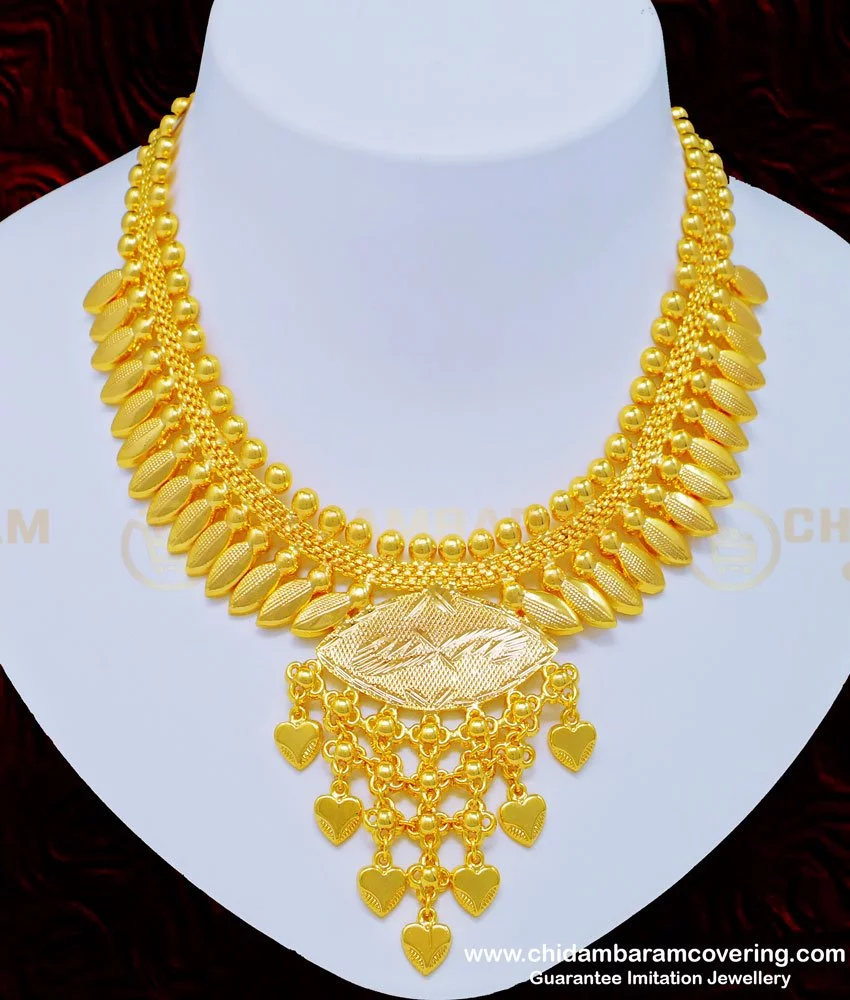 Buy Attractive Kerala Light Weight Leaf Design Plain Gold Necklace ...