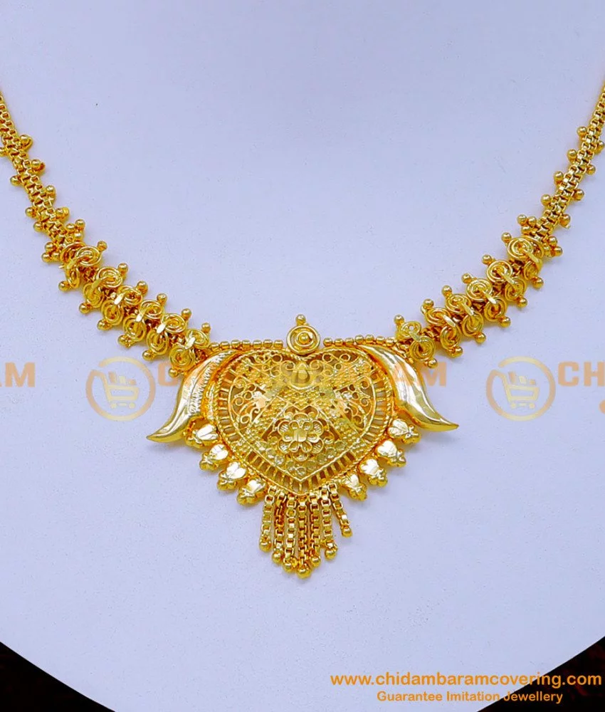 nlc1253 south indian gold plated necklace design for saree 2