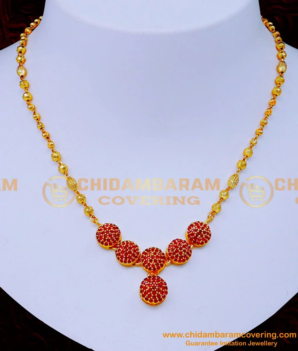 Buy Unique Ruby Pendant Chain Necklace Designs for Girls
