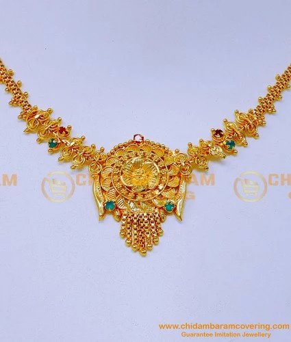 NLC1377 - Gold Plated Jewelry Simple Necklace Designs with Stone