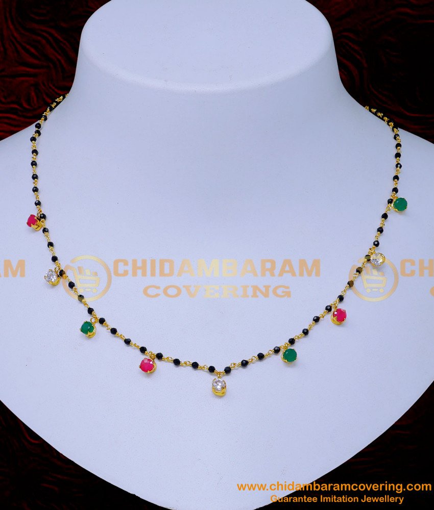 single line simple necklace, gold beads necklace, Black beads necklace designs in gold, Women black beads necklace designs, Black Beads Necklace Indian designs, black beads neck chain designs, latest beads necklace designs, crystal beads necklace online shopping