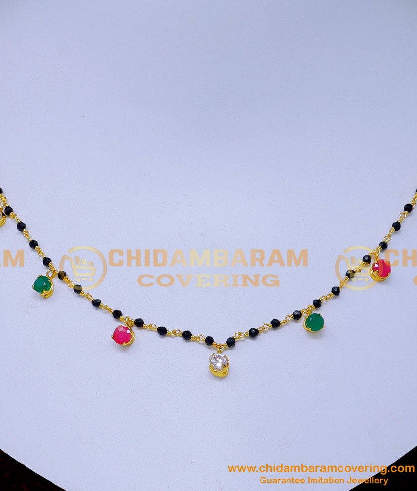 single line simple necklace, gold beads necklace, Black beads necklace designs in gold, Women black beads necklace designs, Black Beads Necklace Indian designs, black beads neck chain designs, latest beads necklace designs, crystal beads necklace online shopping