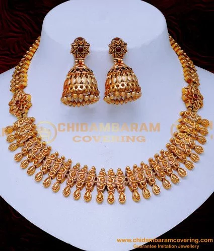 Matte Finish Beautiful Necklace Set for Women, order Gold Plated, Indian Jewelry Set, Earring, Temple Jewelry Set, Traditional Jewelry, Bridal set