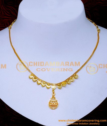 NLC1459 - 1 Gram Gold Light Weight Simple Gold Necklace Design
