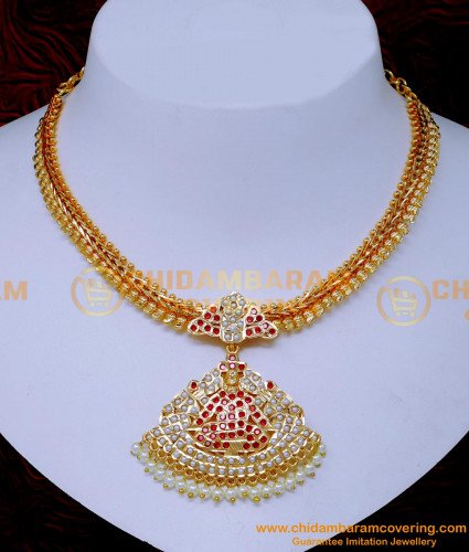 NLC1529 - Trendy Impon Lakshmi Design Muthu Necklace for Wedding