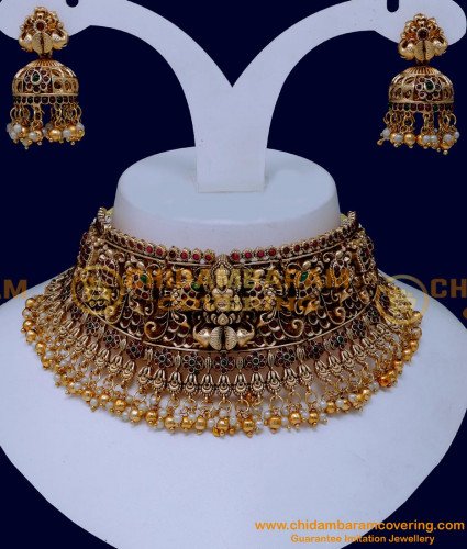 NLC1538 - Latest Choker Necklace Antique Jewellery Bridal Set