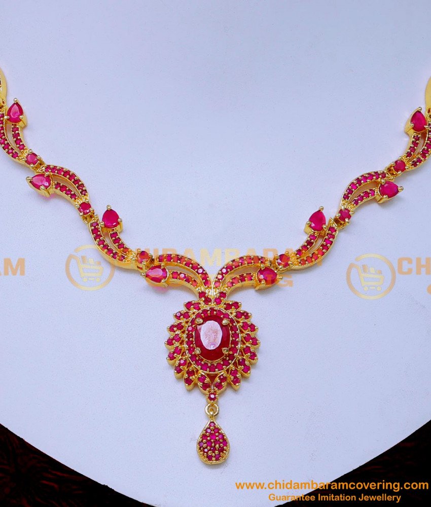 light weight simple ruby necklace designs