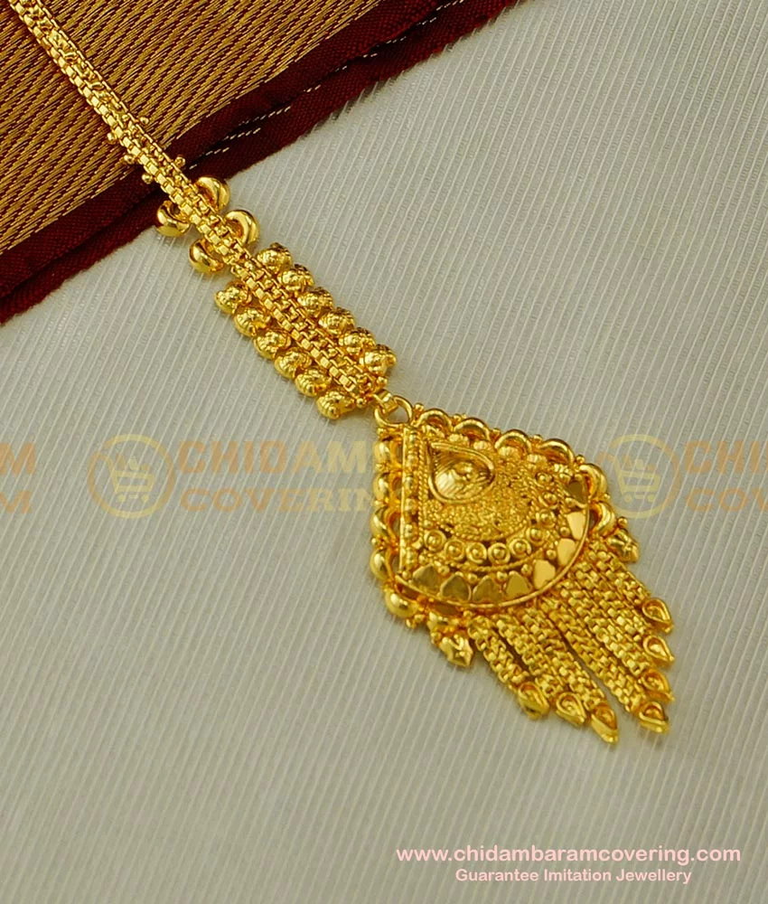 Gold maang tikka on sale online shopping