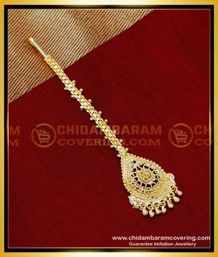 NCT323 - Trendy Gold Plated Simple Artificial Maang Tikka Online