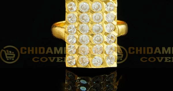 Gold ring with white stone deals design