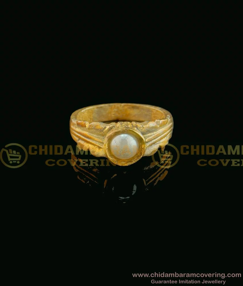 Mahakaal Jewels Gold Plated Designer White Pearl/Moti Ratti White Gemstone  stylish Good Luck Charm Fashion Free Size Finger Ring for Women/Men Brass  Gold Plated Ring Price in India - Buy Mahakaal Jewels