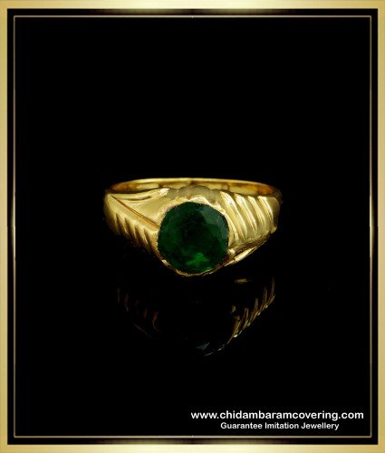 RNG172 - Buy Original Impon Ring Gold Plated Gold Design Emerald Stone Ring Best Piece Online