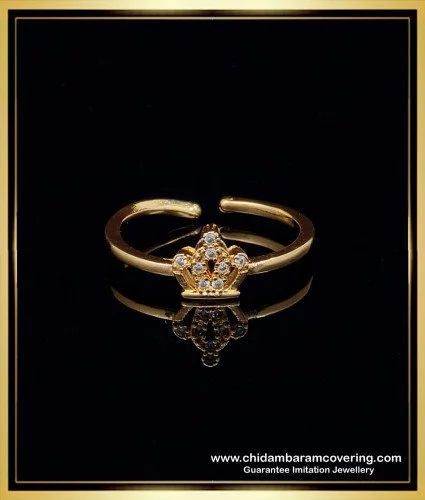 JEWELOPIA Traditional Gold Plated CZ Round Finger Ring for Women & Gir