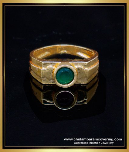 RNG466 - Five Metal Emerald Stone Gold Ring Design for Male