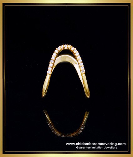 RNG475 - Elegant White Stone Simple Gold Vanki Ring Designs Latest